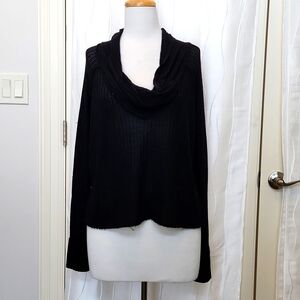 We The Free Black Cowl Neck Inside Out Sweater